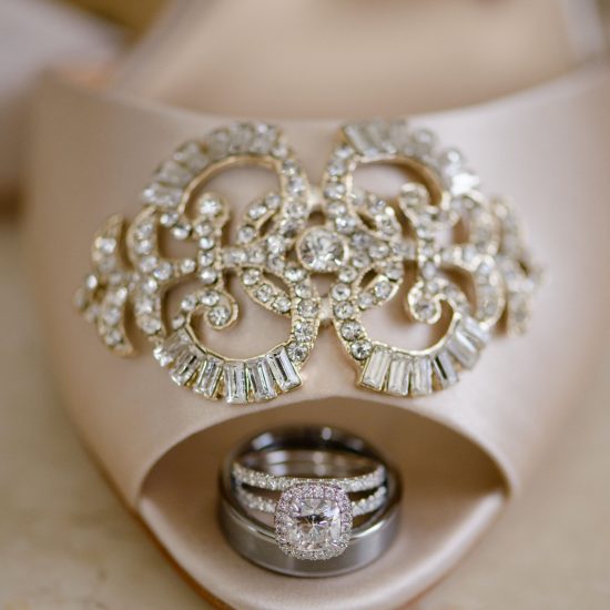 Diamond engagement ring and wedding bands